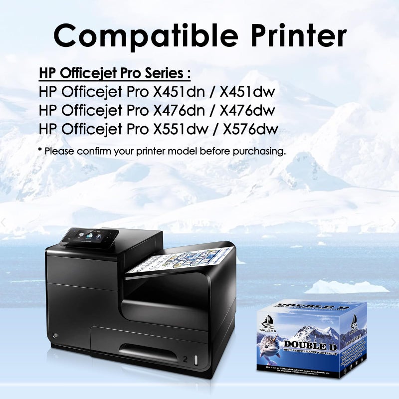 DOUBLE D Compatible Replacement for HP 970XL 971XL 970 971 Ink Cartridges (Upgraded Chip), Work for HP Officejet Pro X576dw X476dw X476nw X551dw X451dw X451dn (1B, 1C, 1M, 1Y) 4 Pack - Image 2